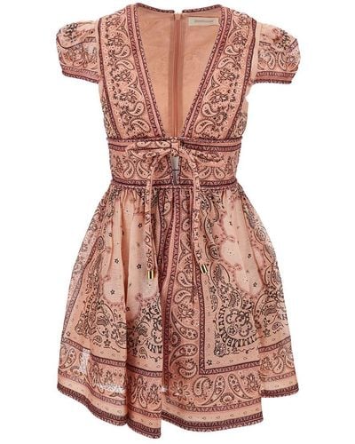 Zimmermann 'Matchmaker Structured' Mini Dress With All-Over Banda - Pink