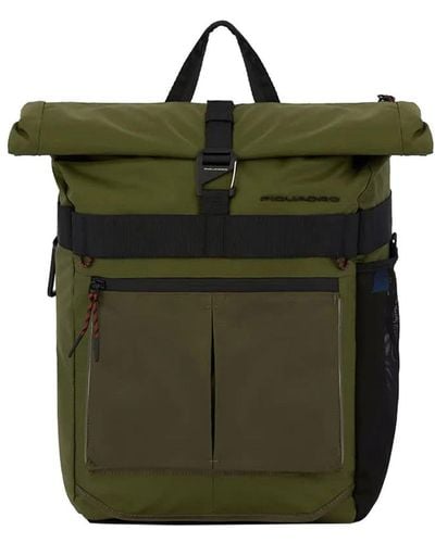 Piquadro Roll-top Bike Computer Backpack Bags - Green