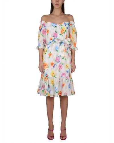 Boutique Moschino Dress With Floral Pattern - White