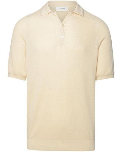 Laneus Ivory Cotton Polo Shirt - Natural