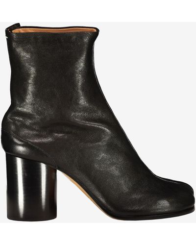 Maison Margiela Tabi Boots In Vintage Finish Leather Shoes - Black