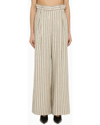 The Mannei Ludvika Blend Striped Trousers - Natural