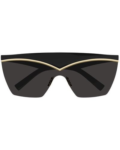 Saint Laurent Fashion Show Inspired Mask Sunglasses - Black