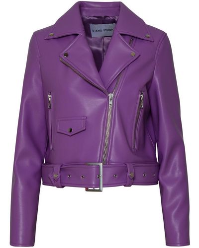 Stand Studio Lilac Polyurethane Blend Esme Jacket - Purple