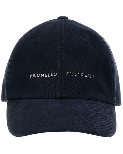Brunello Cucinelli Logo Embroidery Cap Hats - Blue