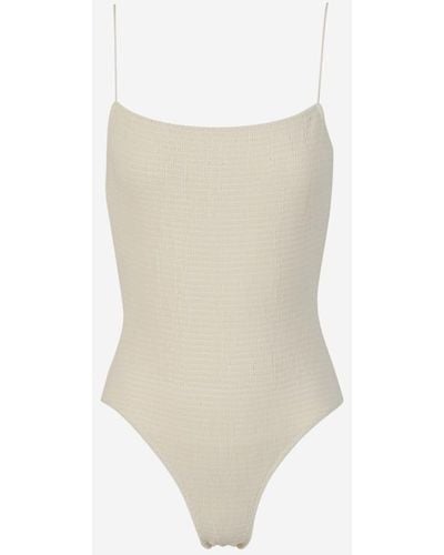 Totême Smocked Swimsuit - White