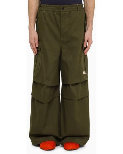Marni Dark Blend Wide Cargo Trousers - Green