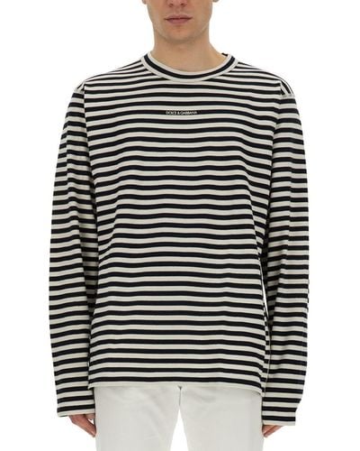 Dolce & Gabbana T-Shirt With Stripe Pattern - Black