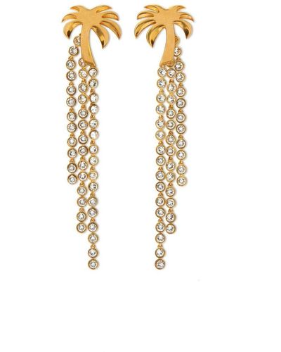 Palm Angels Palm Crystal-embellished Drop Earrings - Metallic