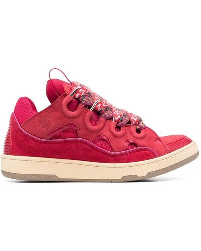 Lanvin Curb Chunky Leather Sneakers - Men's - Rubber/calf Leather/fabric/calf Leather - Red