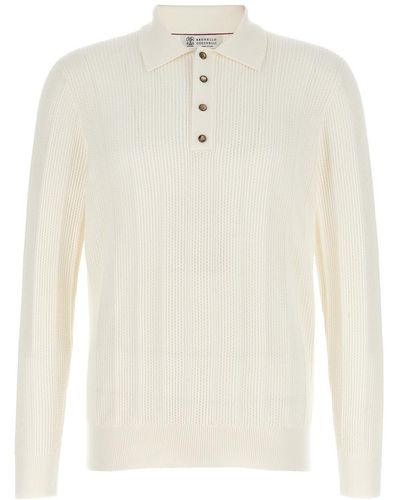 Brunello Cucinelli Knitted Polo Shirt - White