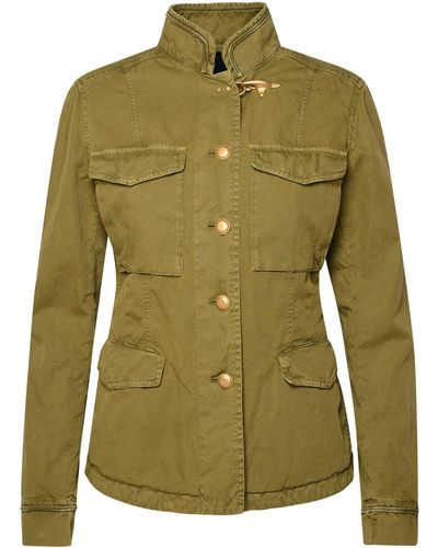 Fay 'Sahariana' Linen Blend Jacket - Green