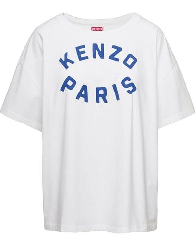 KENZO Oversized T-Shirt With Contrasting Logo Print - White