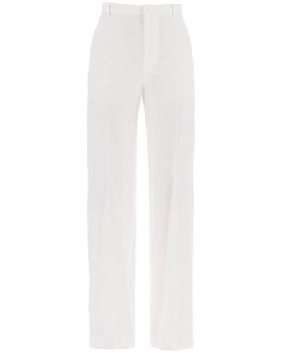Polo Ralph Lauren Wide Leg Linen Trousers - White
