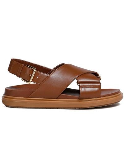 Marni Fussbet Leather Sandals - Brown