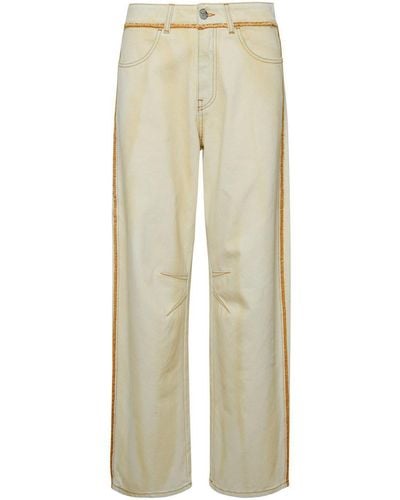 Palm Angels Ivory Cotton Jeans - Natural
