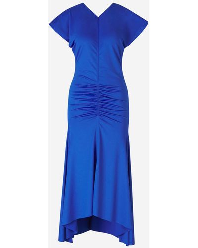 Victoria Beckham Ruched Midi Dress - Blue
