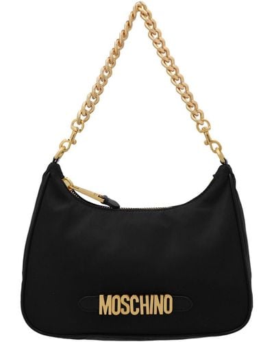 Moschino Logo Shoulder Bag Shoulder Bags - Black