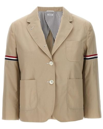 Thom Browne 'Cropped Sack Patch Pocket Sportcoat' Blazer - Natural