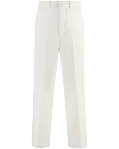 Ami Paris Virgin Wool Trousers - White