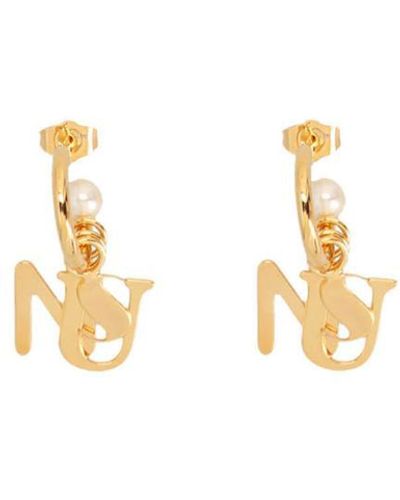 Sunnei Unnei Logo Pearl Earrings - White