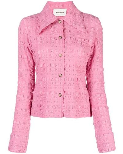Nanushka Lotte Seersucker Shirt - Pink