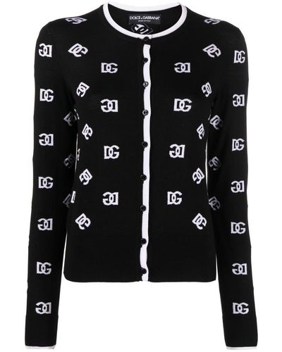 Dolce & Gabbana Dg Intarsia-knit Cardigan - Black