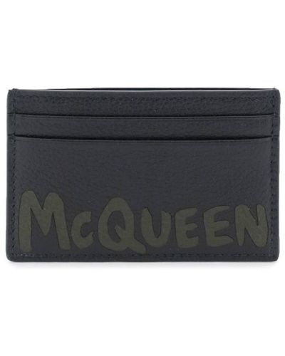 Alexander McQueen Logo Leather Credit Card Case - Grey