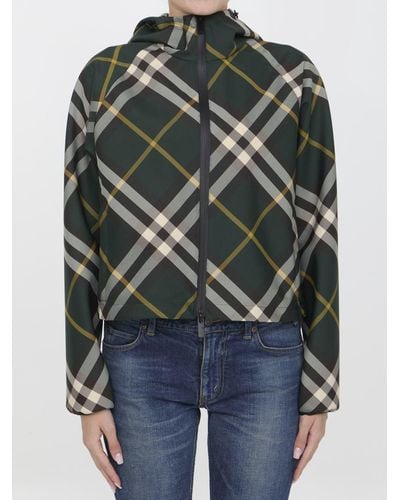 Burberry Check Cropped Lightweight Jacket - Gray