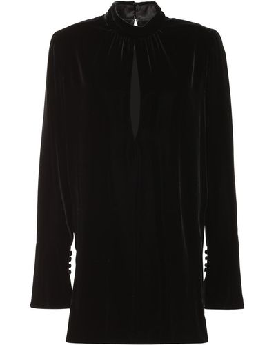 Saint Laurent Velvet Mini-dress - Black