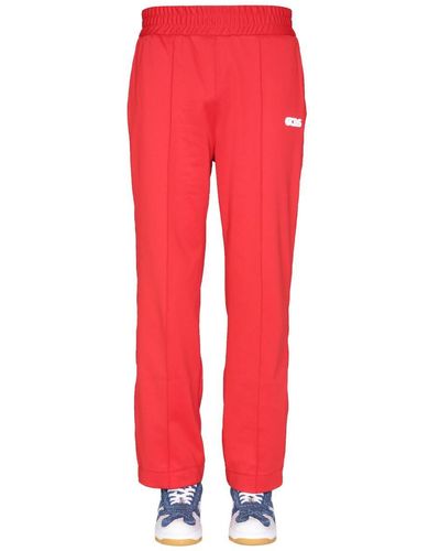 Gcds Jogging Trousers With "Chain" Print - Red