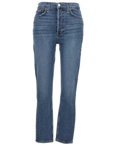 RE/DONE Jeans '90S High Rise Ankle Crop' - Blue