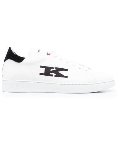 Kiton Monogram-embroidered Low-top Trainers - White