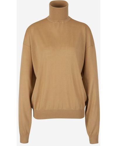 Saint Laurent Knitted Wool Sweater - Natural