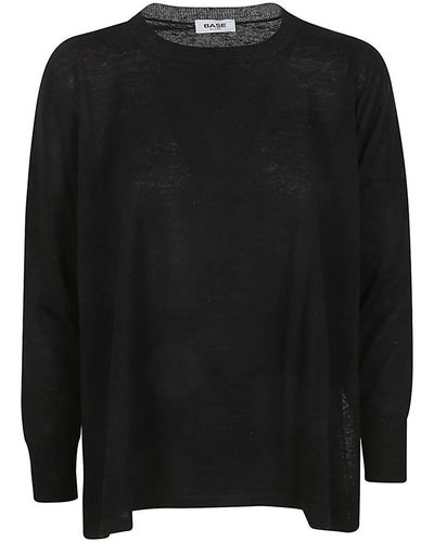 Base London Linen And Cotton Blend Boat Neck Sweater - Black