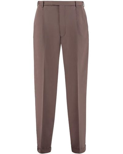 Gucci Wide-leg Pleated Wool-twill Trousers - Brown