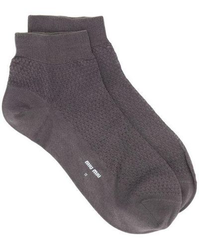 Miu Miu Textured Short Socks - Grey