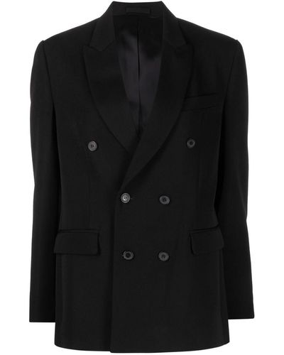 Wardrobe NYC Wool Double Breast Blazer Jacket - Black