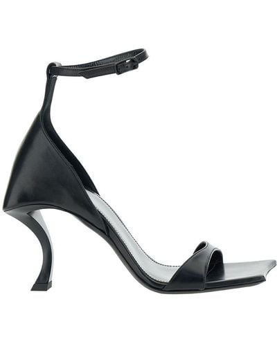 Balenciaga 'hourglass' Black Sandals With Curved Heel In Leather Woman