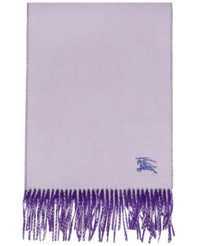 Burberry Cashmere Scarf With Fringes - Purple