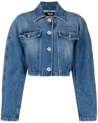 Versace Cropped Denim Jacket - Blue