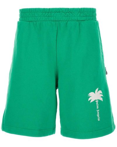 Palm Angels Bermuda Shorts With Elastic Waistband - Green