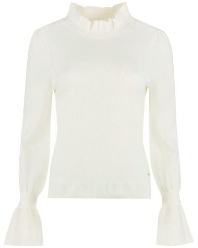 BOSS Ribbed Cashmere And Wool Sweater - White