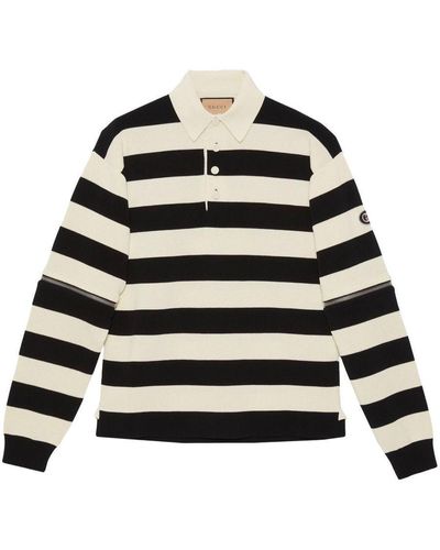 Gucci Catwalk Look 50 Striped Knitted Polo Shirt - Black