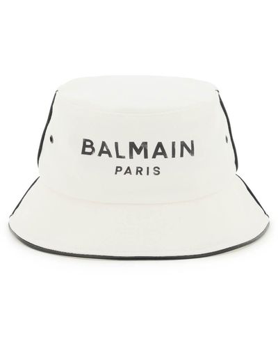 Balmain B-army Cotton Bucket Hat - White