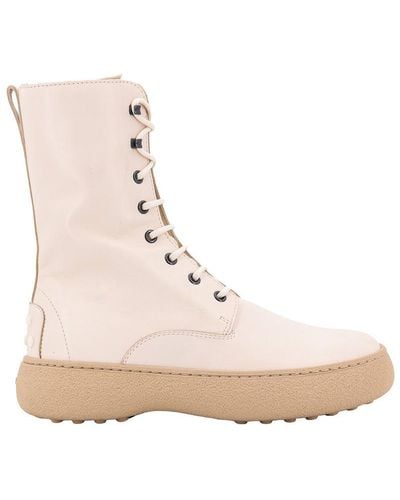 Tod's Stivaletto Stringato Ankle Boots - Natural