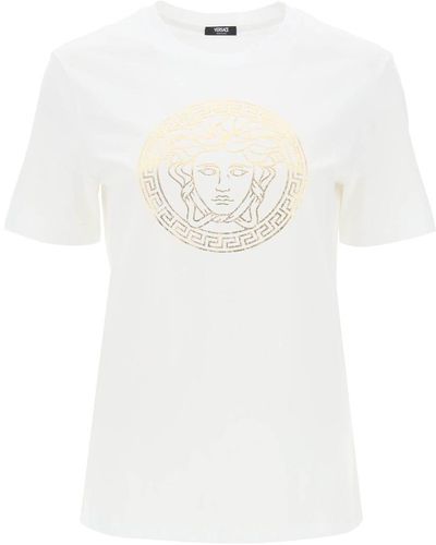 Versace Medusa Crew Neck T Shirt - White