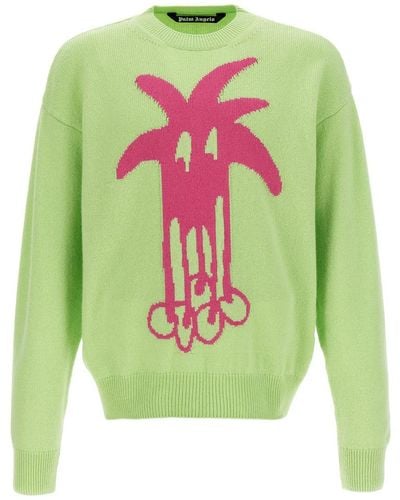 Palm Angels Douby Intarsia Sweater Sweater, Cardigans - Green