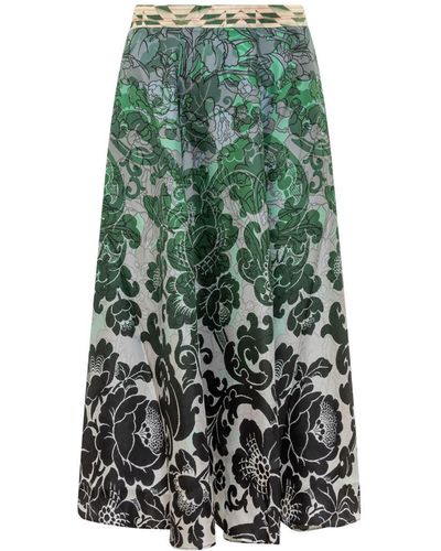 Pierre Louis Mascia Pierre Louis Mascia Silk Skirt With Floral Print - Green