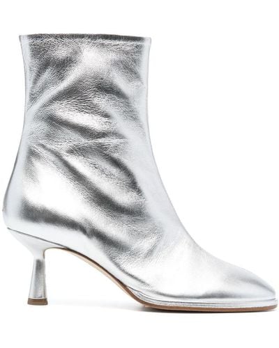 Aeyde Dorothy 60mm Metallic-finish Boots - White